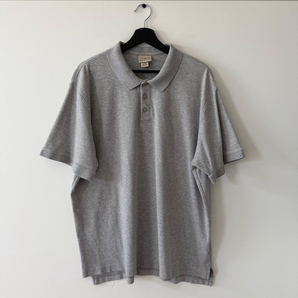 LL Bean Mens XL Gray 100% Pima Cotton Short Sleeve Polo Shirt 262168